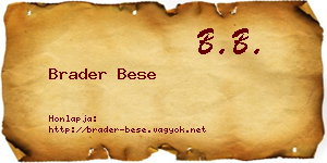 Brader Bese névjegykártya